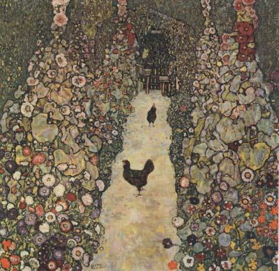 Gustav Klimt Garden Path with Chickens (mk20) Norge oil painting art